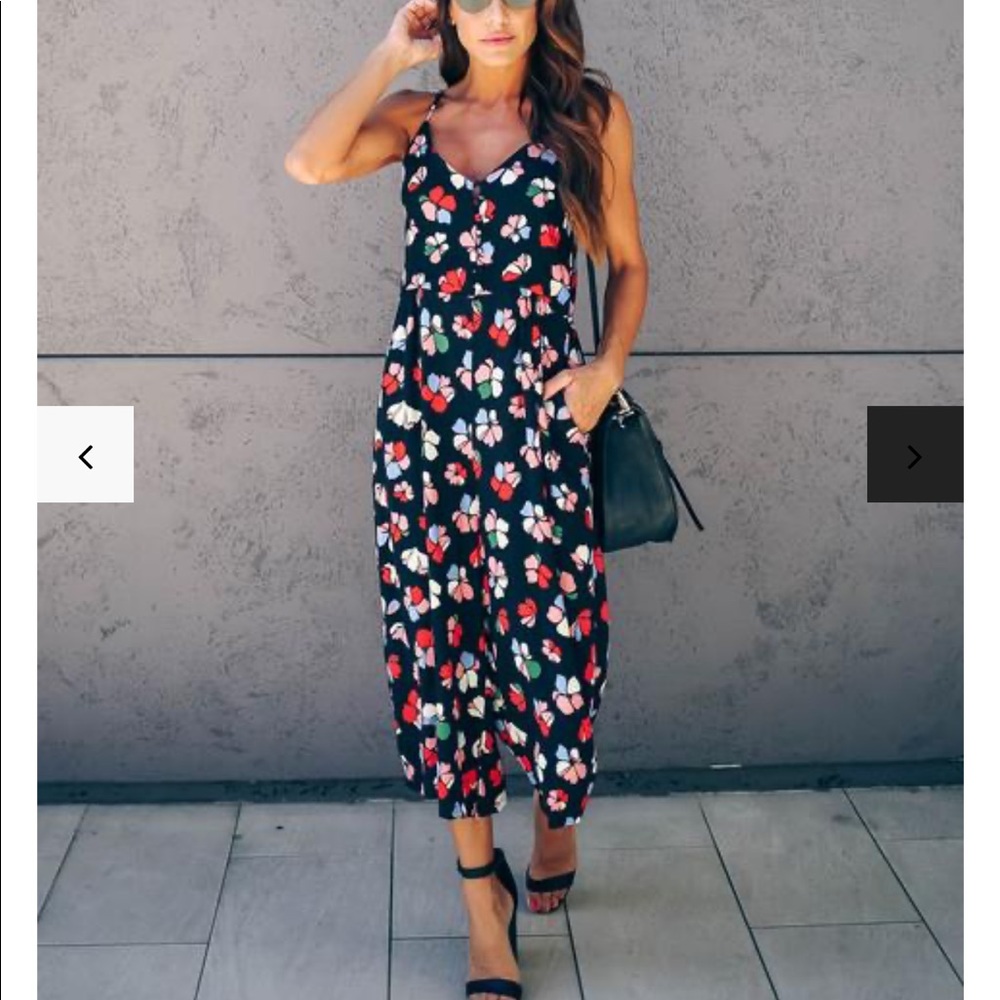 Pocketed Floral Jumpsuit